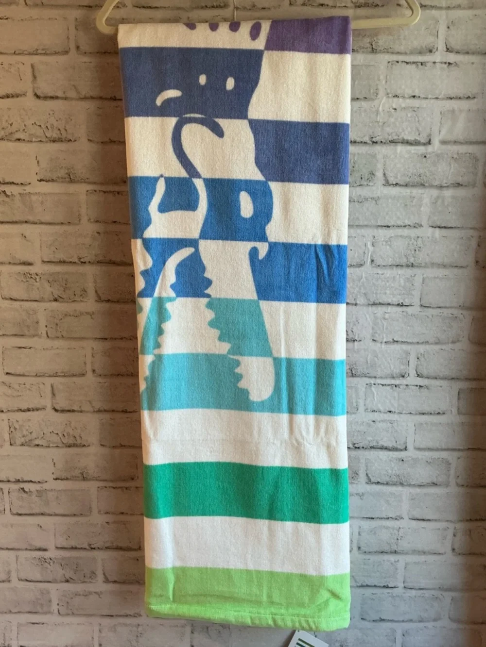Lacoste Striped Crocodile Print Cotton Beach Towel-36